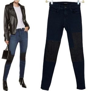 J Brand Dark Wash‎ Black Patchwork Skinny Jeans Size 25